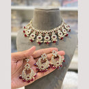 Hira Collections Elegant Crystal Stones And Pearls Choker Necklace Set