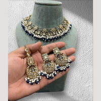 Hira Collections Elegant Crystal Stones And Pearls Choker Necklace Set