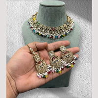 Hira Collections Elegant Crystal Stones And Pearls Choker Necklace Set