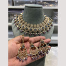 Hira Collections Elegant Crystal Stones And Pearls  Necklace Set