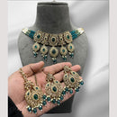 Hira Collections Elegant Crystal Stones And Pearls  Necklace Set