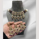Hira Collections Elegant Crystal Stones And Pearls  Necklace Set
