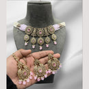 Hira Collections Elegant Crystal Stones And Pearls  Necklace Set