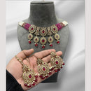 Hira Collections Elegant Crystal Stones And Pearls  Necklace Set