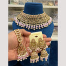 Hira Collections Elegant Crystal Stones And Pearls Choker Necklace Set