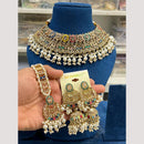 Hira Collections Elegant Crystal Stones And Pearls Choker Necklace Set