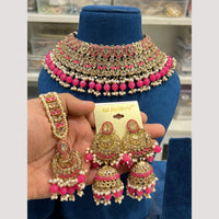 Hira Collections Elegant Crystal Stones And Pearls Choker Necklace Set