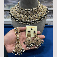Hira Collections Elegant Crystal Stones And Pearls Choker Necklace Set