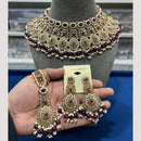 Hira Collections Elegant Crystal Stones And Pearls Choker Necklace Set