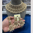 Hira Collections Elegant Crystal Stones And Pearls Choker Necklace Set