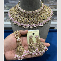 Hira Collections Elegant Crystal Stones And Pearls Choker Necklace Set