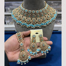 Hira Collections Elegant Crystal Stones And Pearls Choker Necklace Set
