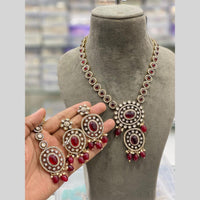 Hira Collections Sparkling Austrian & Pota Stone Necklace Set