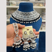 Hira Collections Elegant Crystal Stones And Pearls Choker Necklace Set
