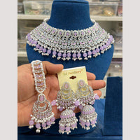 Hira Collections Elegant Crystal Stones And Pearls Choker Necklace Set