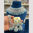 Hira Collections Elegant Crystal Stones And Pearls Choker Necklace Set