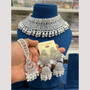Hira Collections Elegant Crystal Stones And Pearls Choker Necklace Set