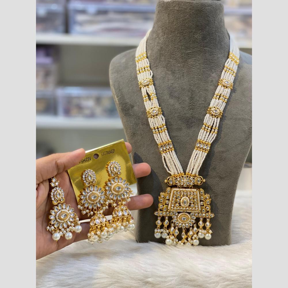 Hira Collections Timeless Royalty Kundan And Pearl Rani Har Long Neckalce Set