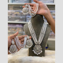 Hira Collections Empress Elegance Crystal Stone And Pearl Rani Har Long Neckalce Set
