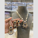 Hira Collections Subtle Royalty Crystal Stone And Pearl Rani Har Long Neckalce Set