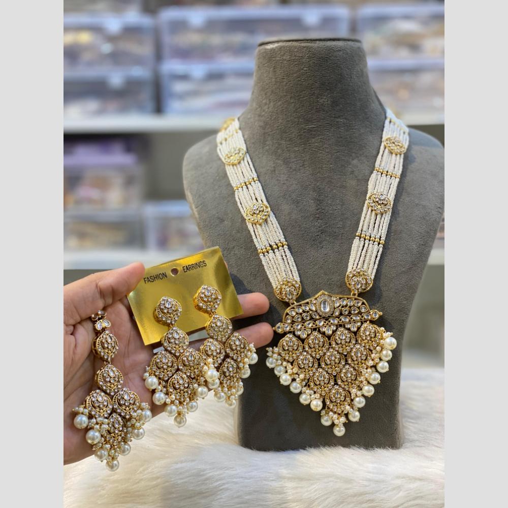 Hira Collections Fashion Heirloom Kundan And Pearl Classic Rani Har Long Neckalce Set