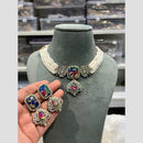 Hira Collections Signature Sparkle Austrain And Resin Stone Pearl Designer Necklace Set