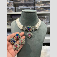 Hira Collections Signature Sparkle Austrain And Resin Stone Pearl Designer Necklace Set
