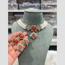 Hira Collections Signature Sparkle Austrain And Resin Stone Pearl Designer Necklace Set