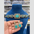 Hira Collections Twilight Spark Crystal And Austrain Stone Designer Necklace Set