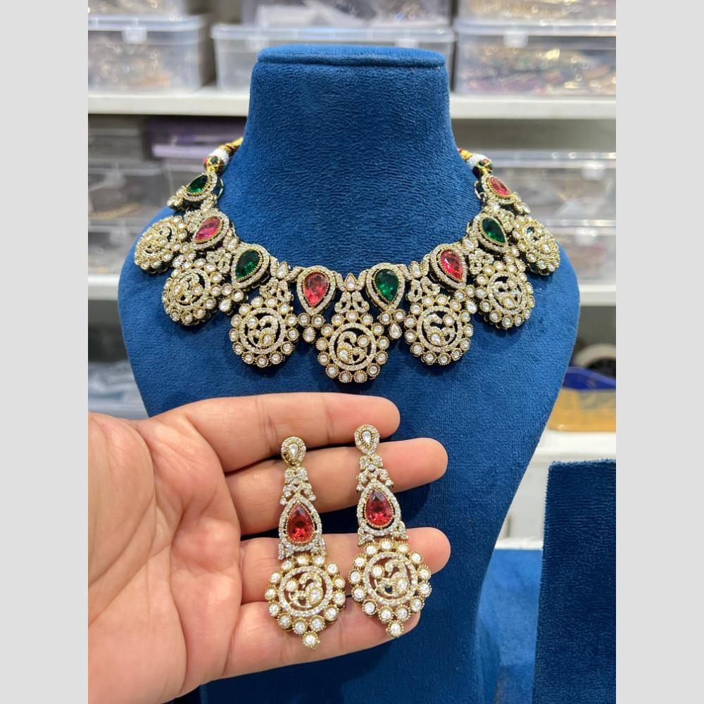 Hira Collections Timeless Sparkle Crystal And Austrain Stone Elegance Necklace Set