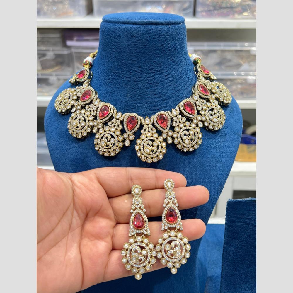 Hira Collections Timeless Sparkle Crystal And Austrain Stone Elegance Necklace Set
