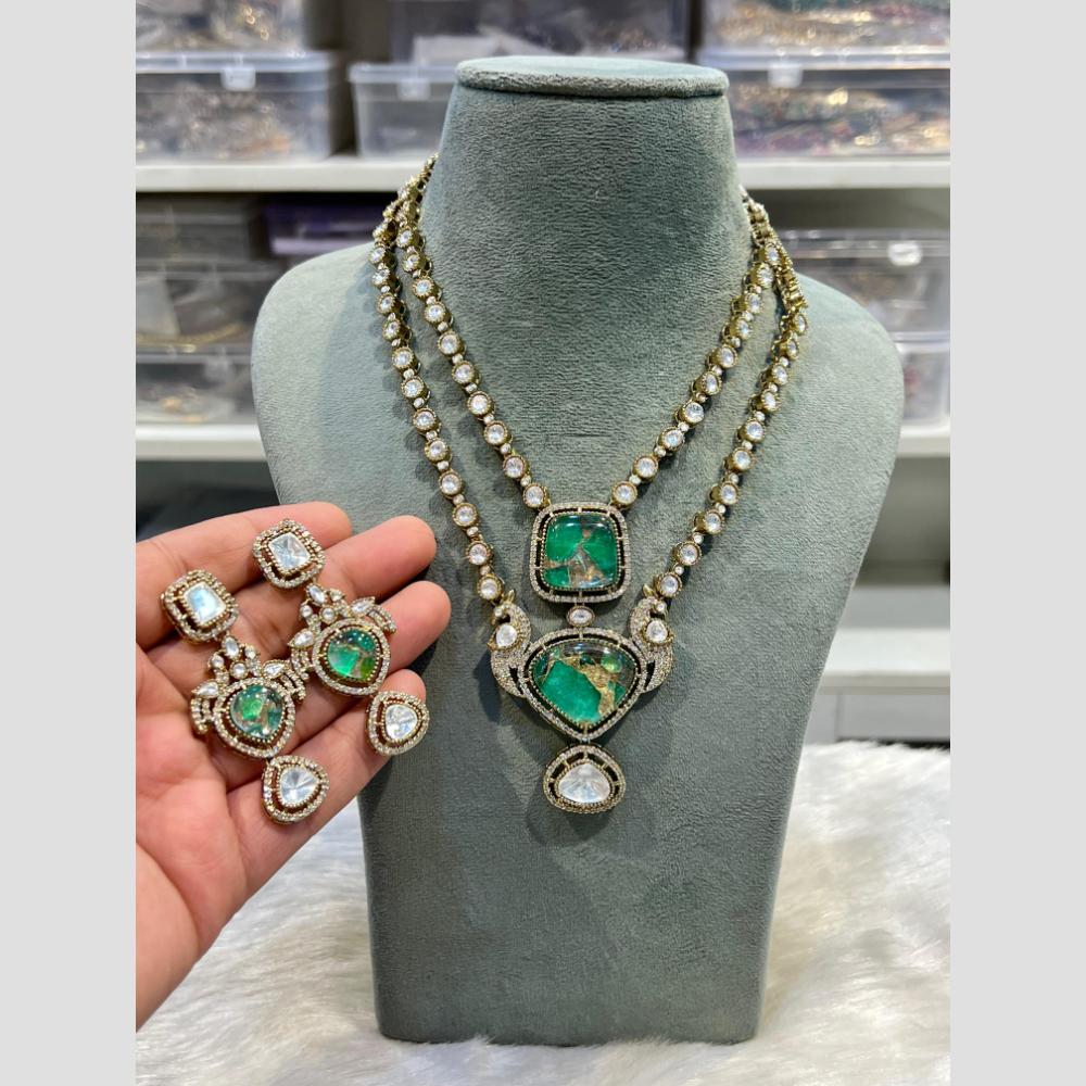 Hira Collections Urban Spark Crystal And Resin Stone Eternal Shine Necklace Set