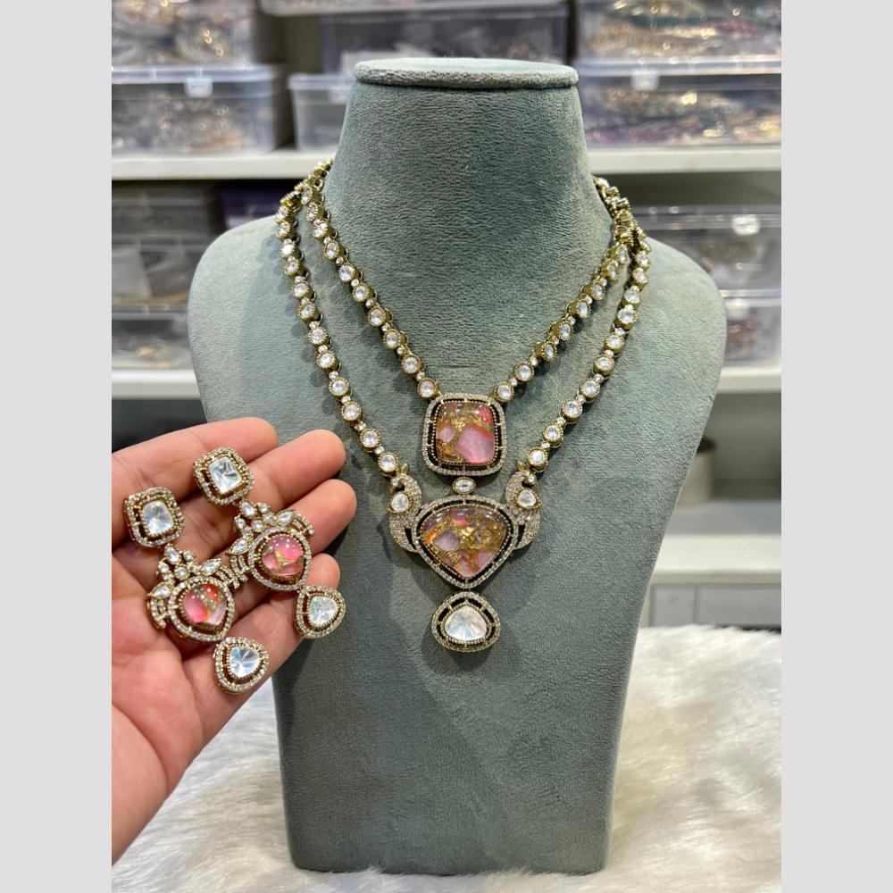 Hira Collections Urban Spark Crystal And Resin Stone Eternal Shine Necklace Set