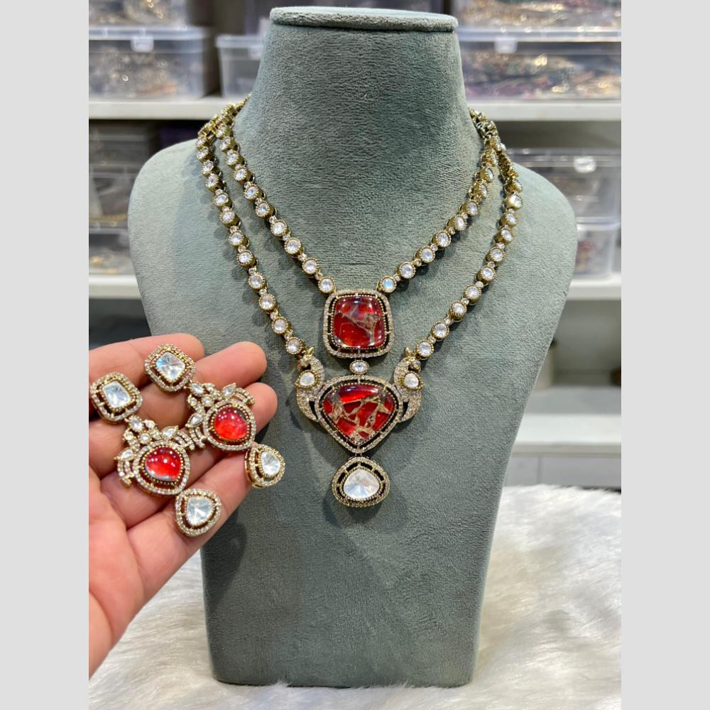 Hira Collections Urban Spark Crystal And Resin Stone Eternal Shine Necklace Set