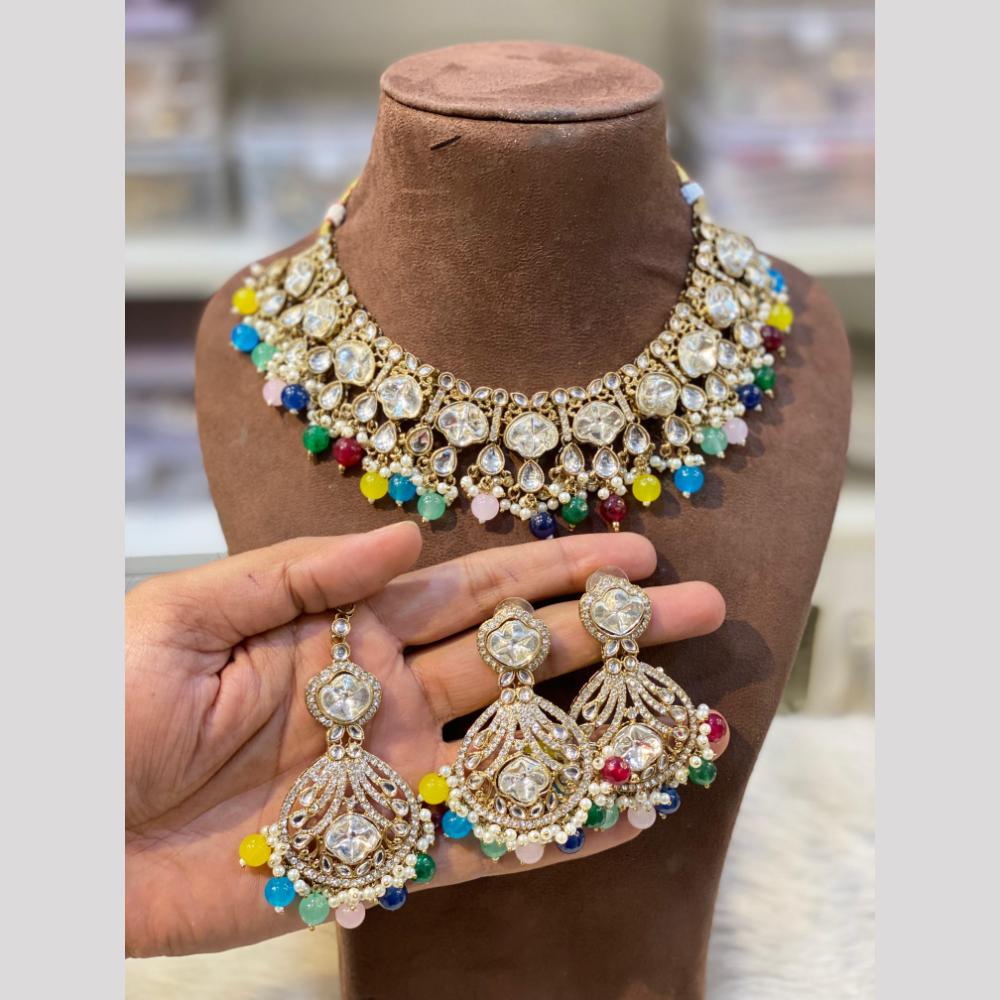 Hira Collection Heritage Kundan And Beads Jewelry with Regal Charm Necklace Set