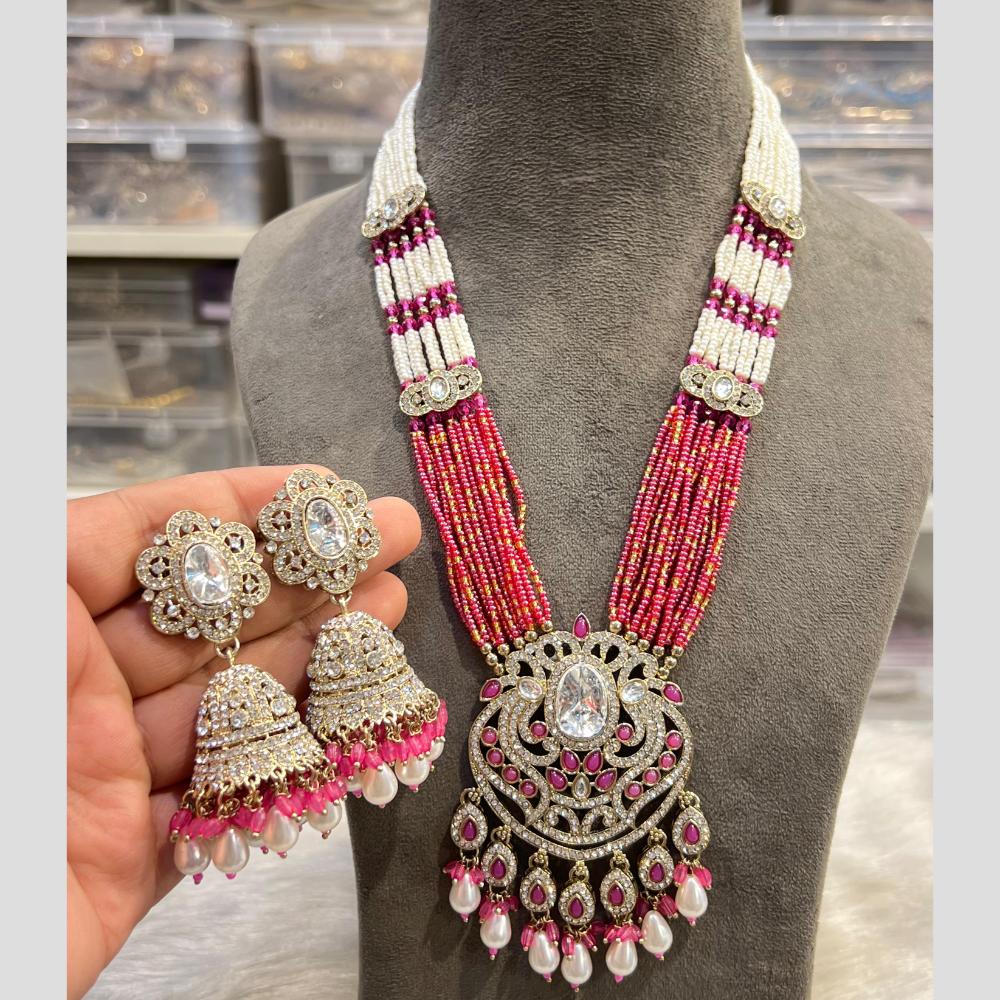 Hira Collections Timeless Pearl Austrian Stone And Pearl Beads Necklace Set