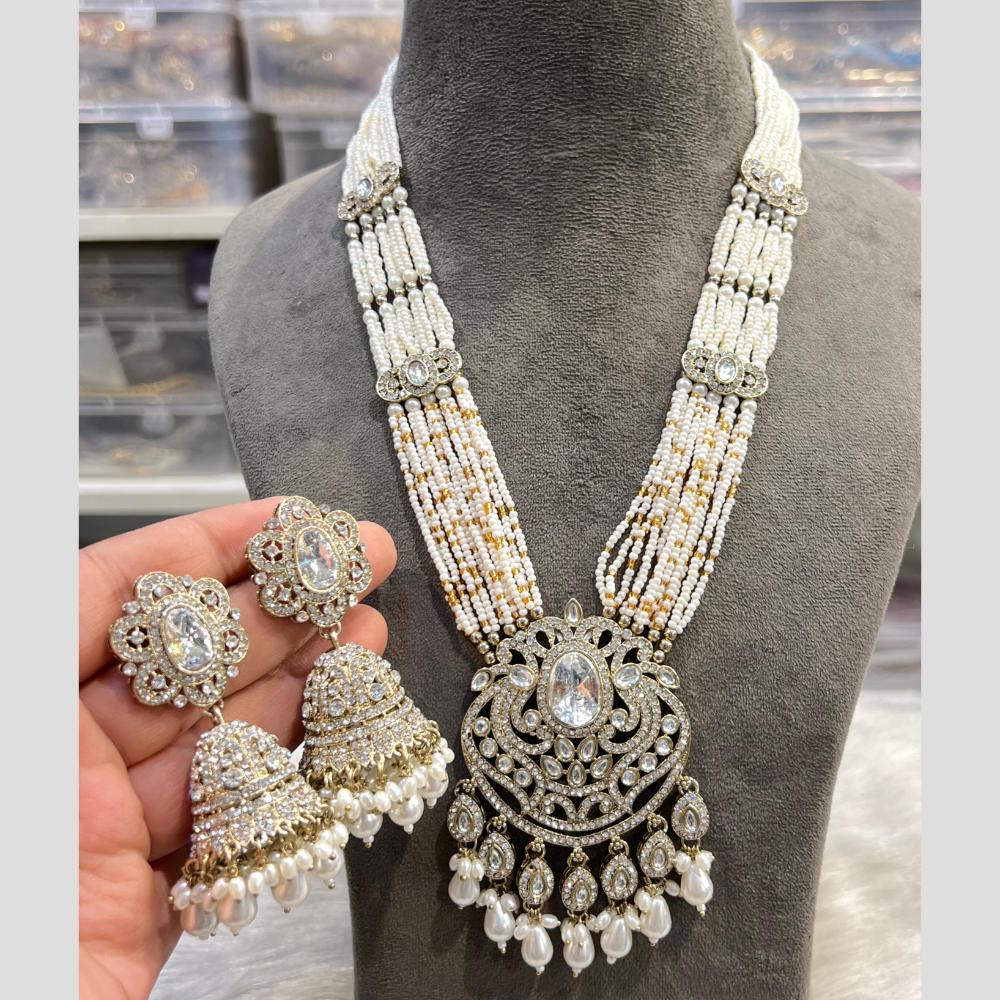 Hira Collections Timeless Pearl Austrian Stone And Pearl Beads Necklace Set