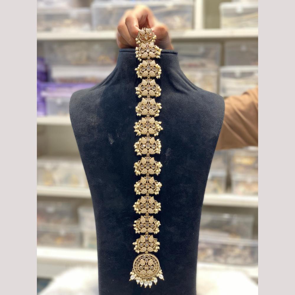 Hira Collections Royal Tresses Crystal And Pearl Hair Choti for Elegant Hairstyles
