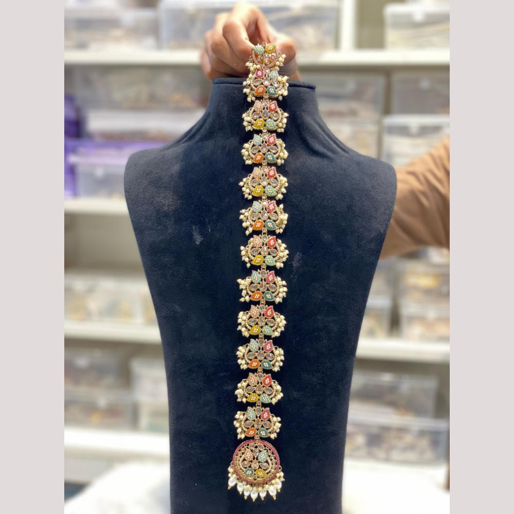 Hira Collections Royal Tresses Crystal And Pearl Hair Choti for Elegant Hairstyles