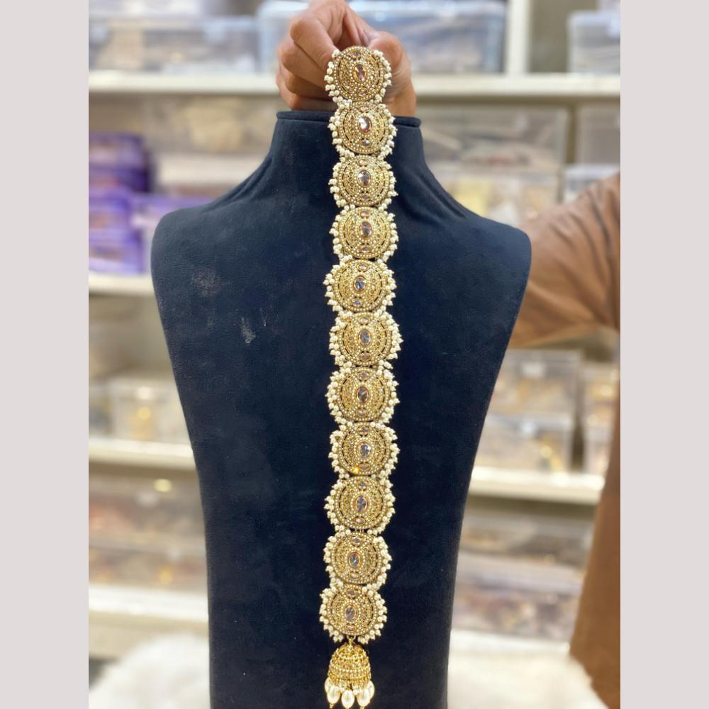Hira Collections Royal Tresses Crystal And Pearl Hair Choti for Elegant Hairstyles