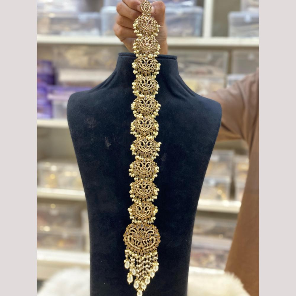 Hira Collections Royal Tresses Crystal And Pearl Hair Choti for Elegant Hairstyles