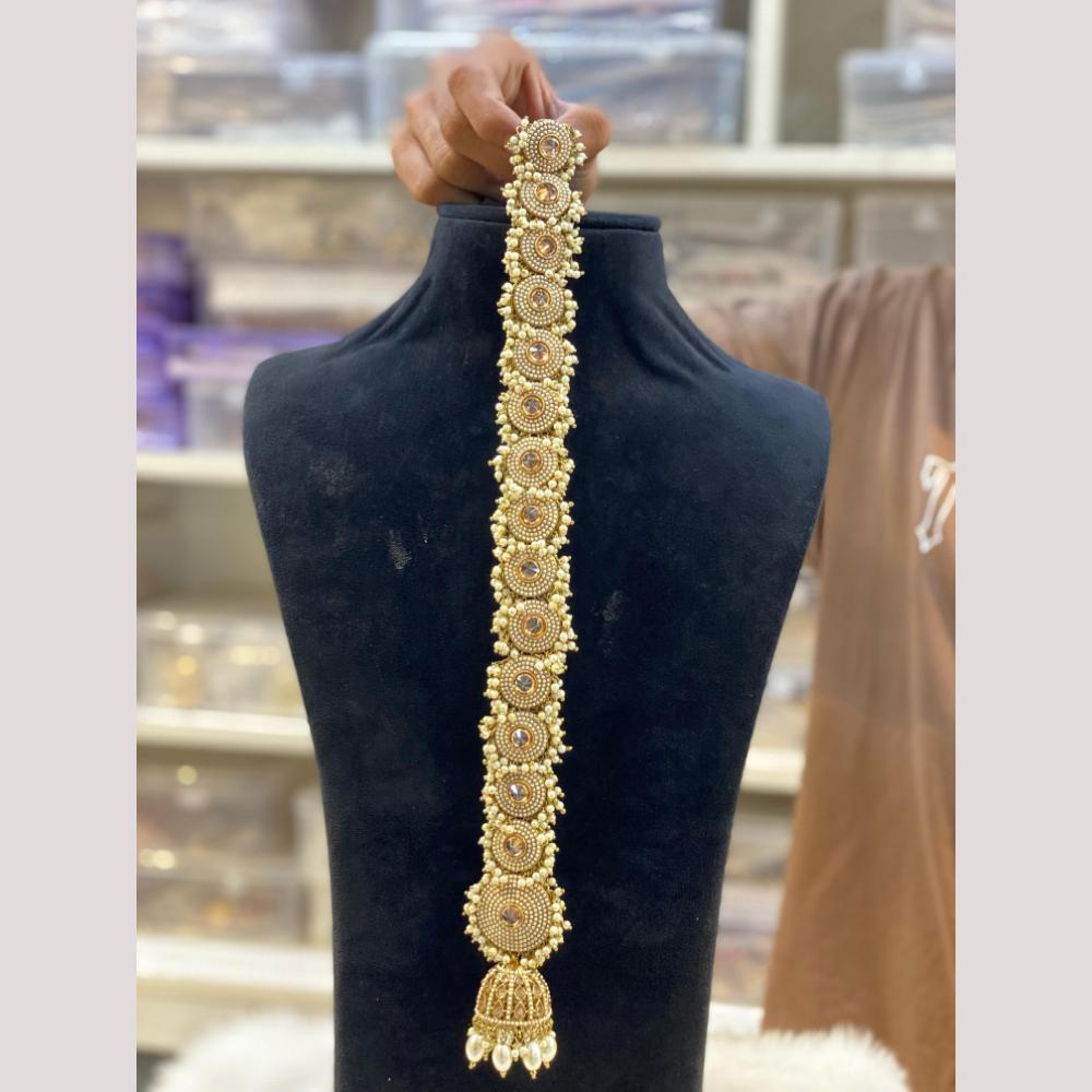 Hira Collections Royal Tresses Crystal And Pearl Hair Choti for Elegant Hairstyles