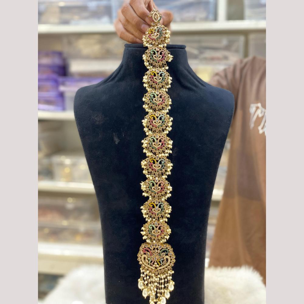 Hira Collections Royal Tresses Crystal And Pearl Hair Choti for Elegant Hairstyles