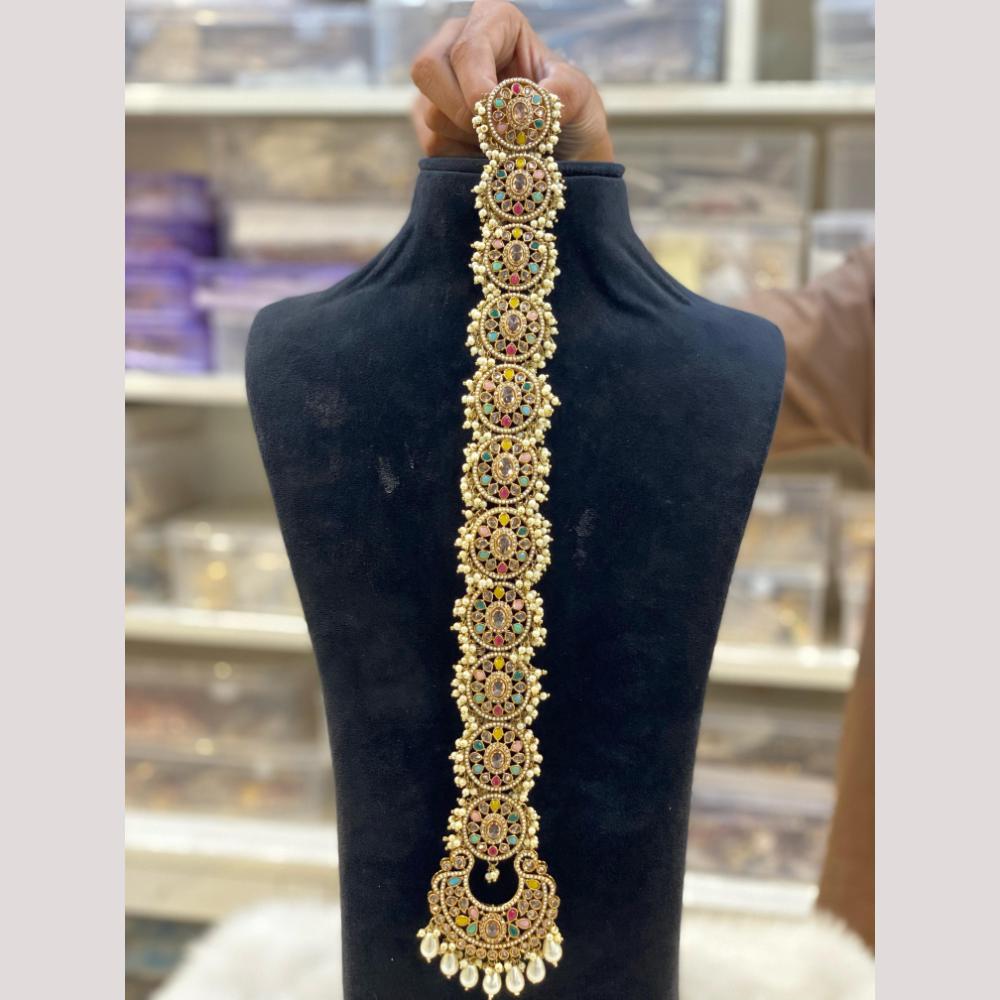 Hira Collections Royal Tresses Crystal And Pearl Hair Choti for Elegant Hairstyles