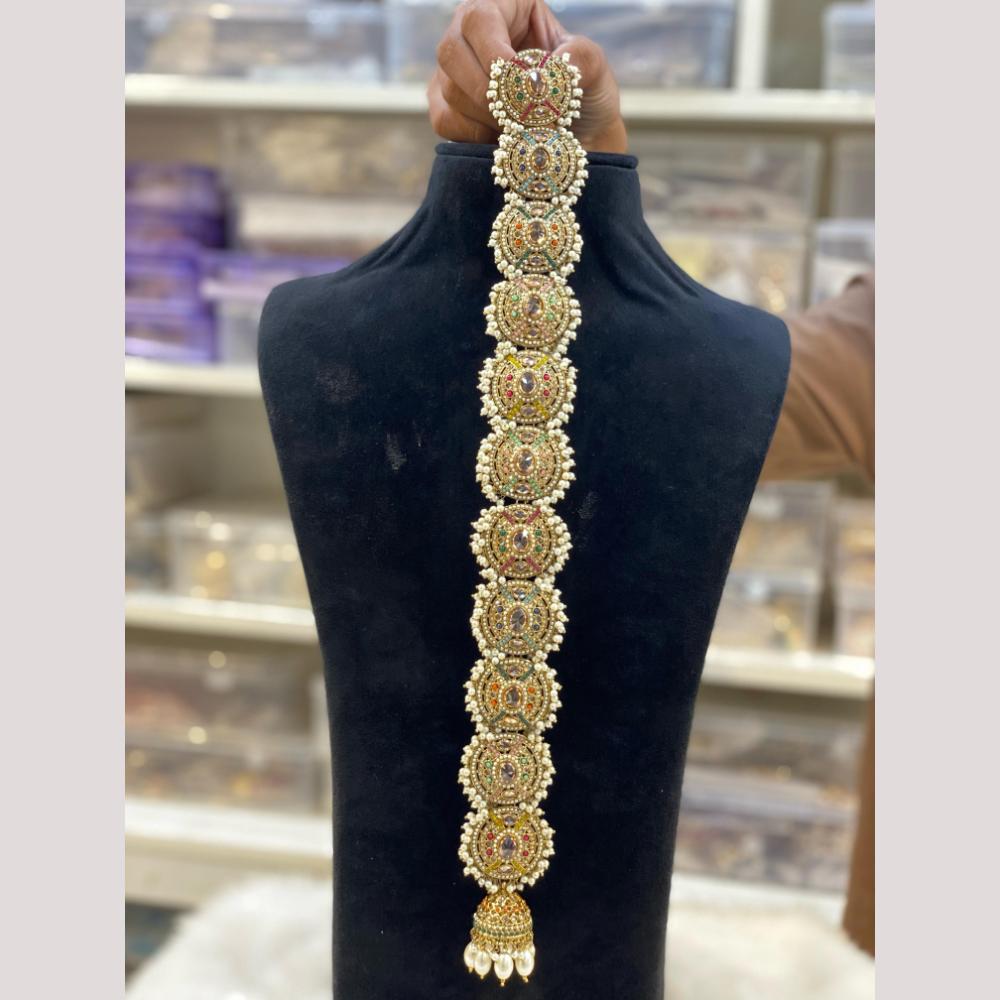 Hira Collections Royal Tresses Crystal And Pearl Hair Choti for Elegant Hairstyles