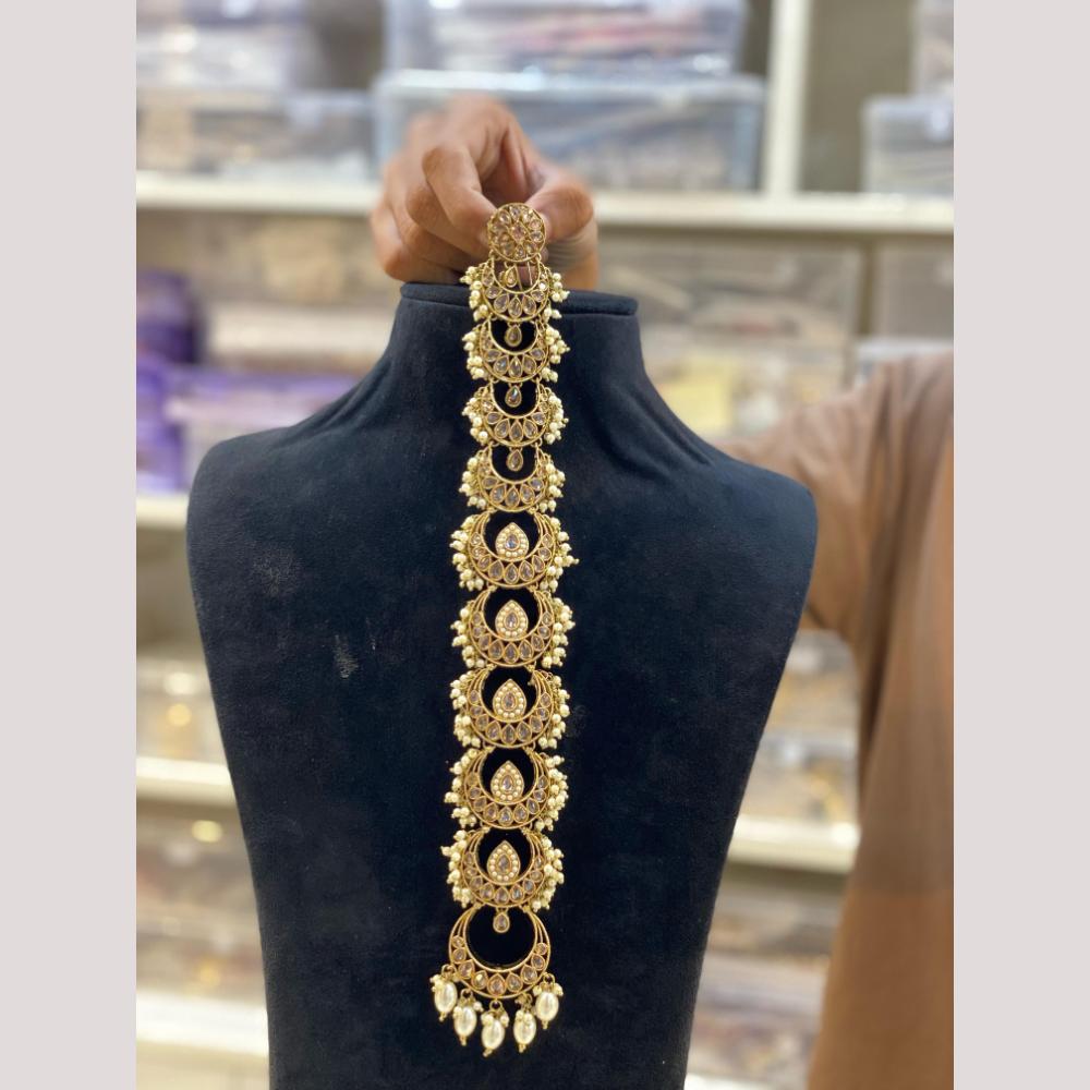 Hira Collections Royal Tresses Crystal And Pearl Hair Choti for Elegant Hairstyles