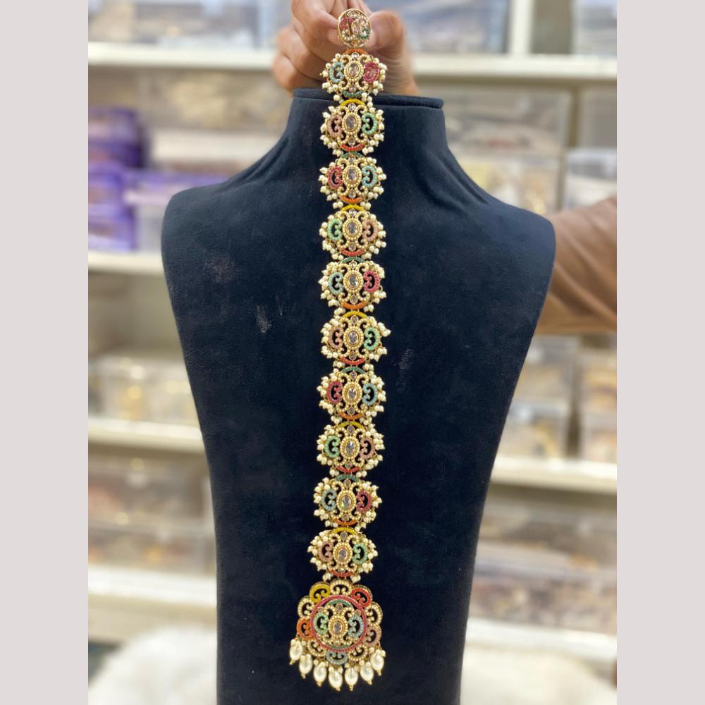 Hira Collections Royal Tresses Crystal And Pearl Hair Choti for Elegant Hairstyles