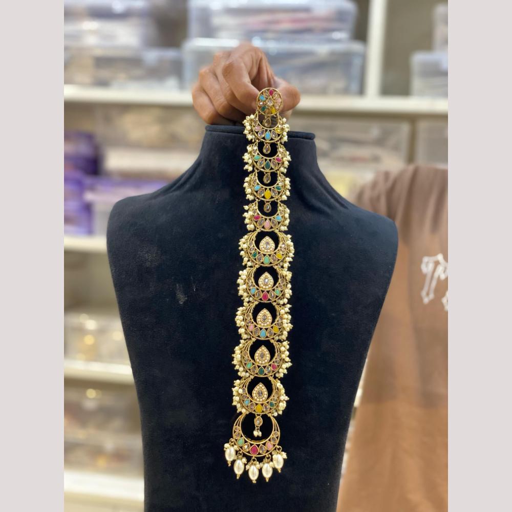 Hira Collections Royal Tresses Crystal And Pearl Hair Choti for Elegant Hairstyles