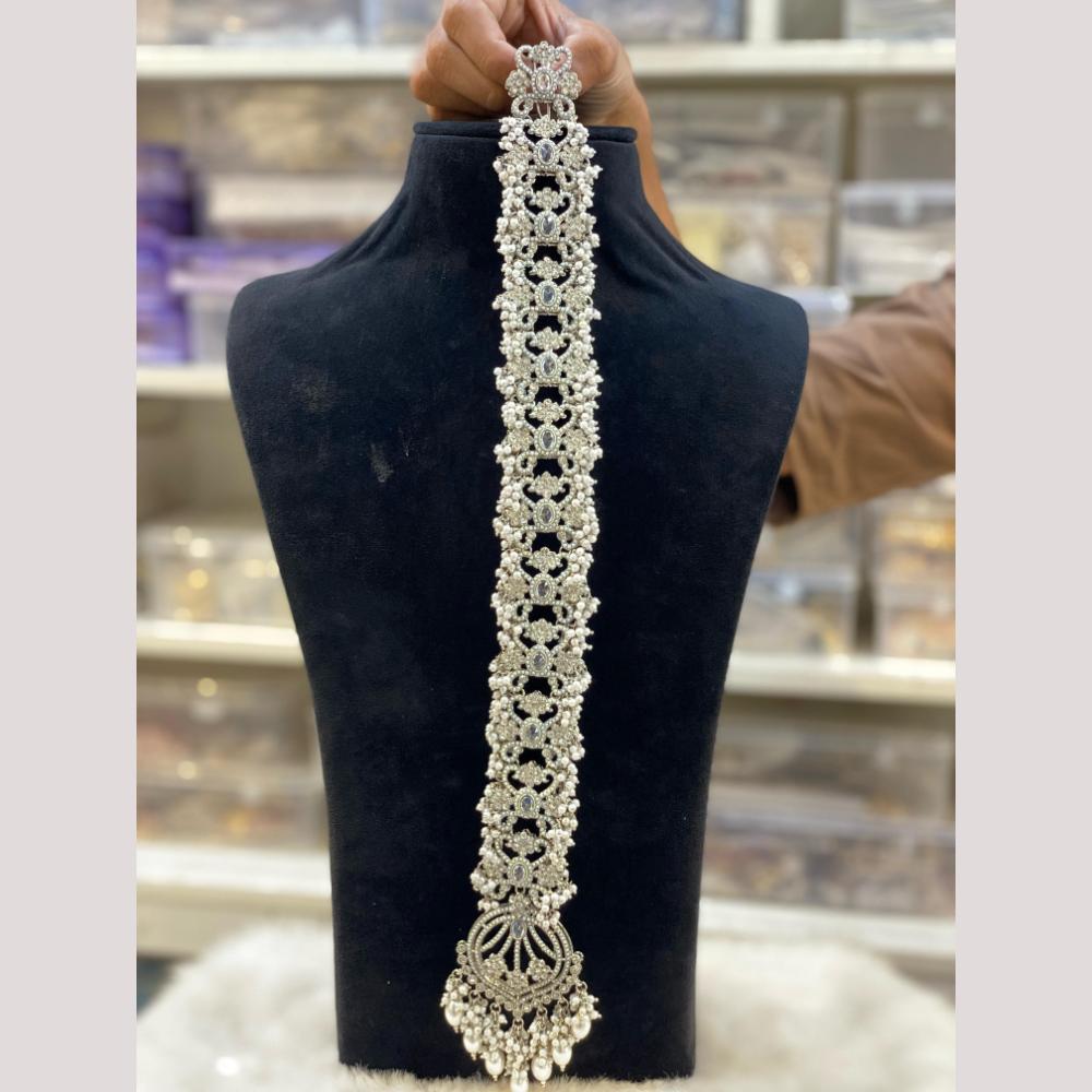 Hira Collections Royal Tresses Crystal And Pearl Hair Choti for Elegant Hairstyles