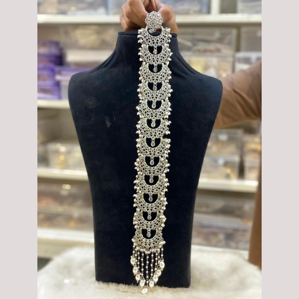 Hira Collections Royal Tresses Crystal And Pearl Hair Choti for Elegant Hairstyles
